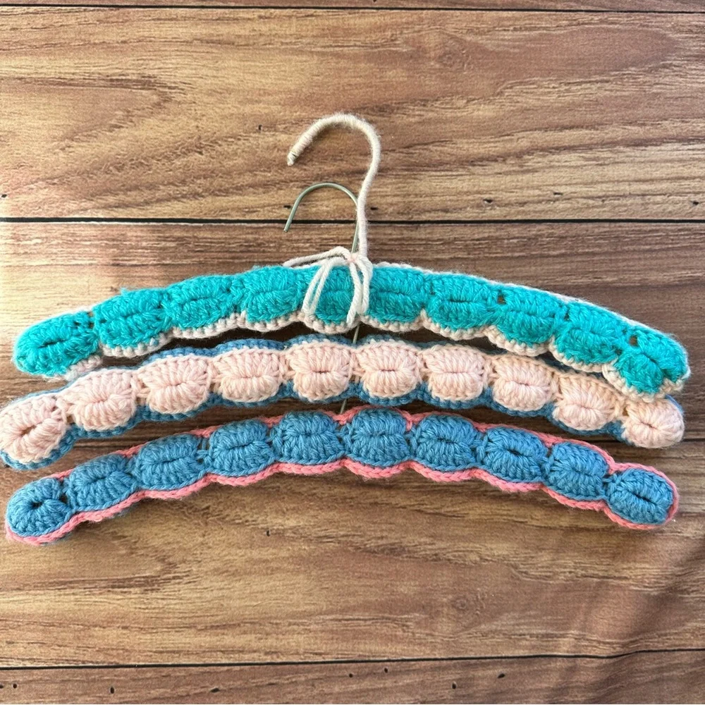 Vintage handmade crochet clothing hangers - 4 pack